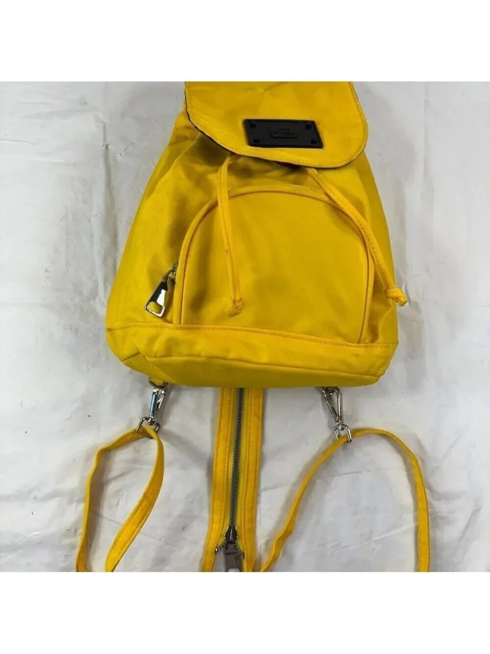 Steve Madden Womens Yellow Mini Nylon Sling Zip Backpack Travel Bag